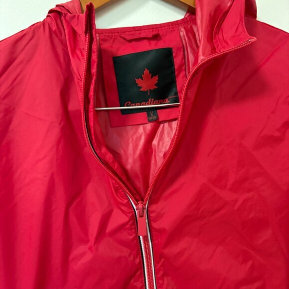 Canadiana Windbreaker Rain Jacket Spring Size L Youth Red 100% Nylon - Picture 5 of 8